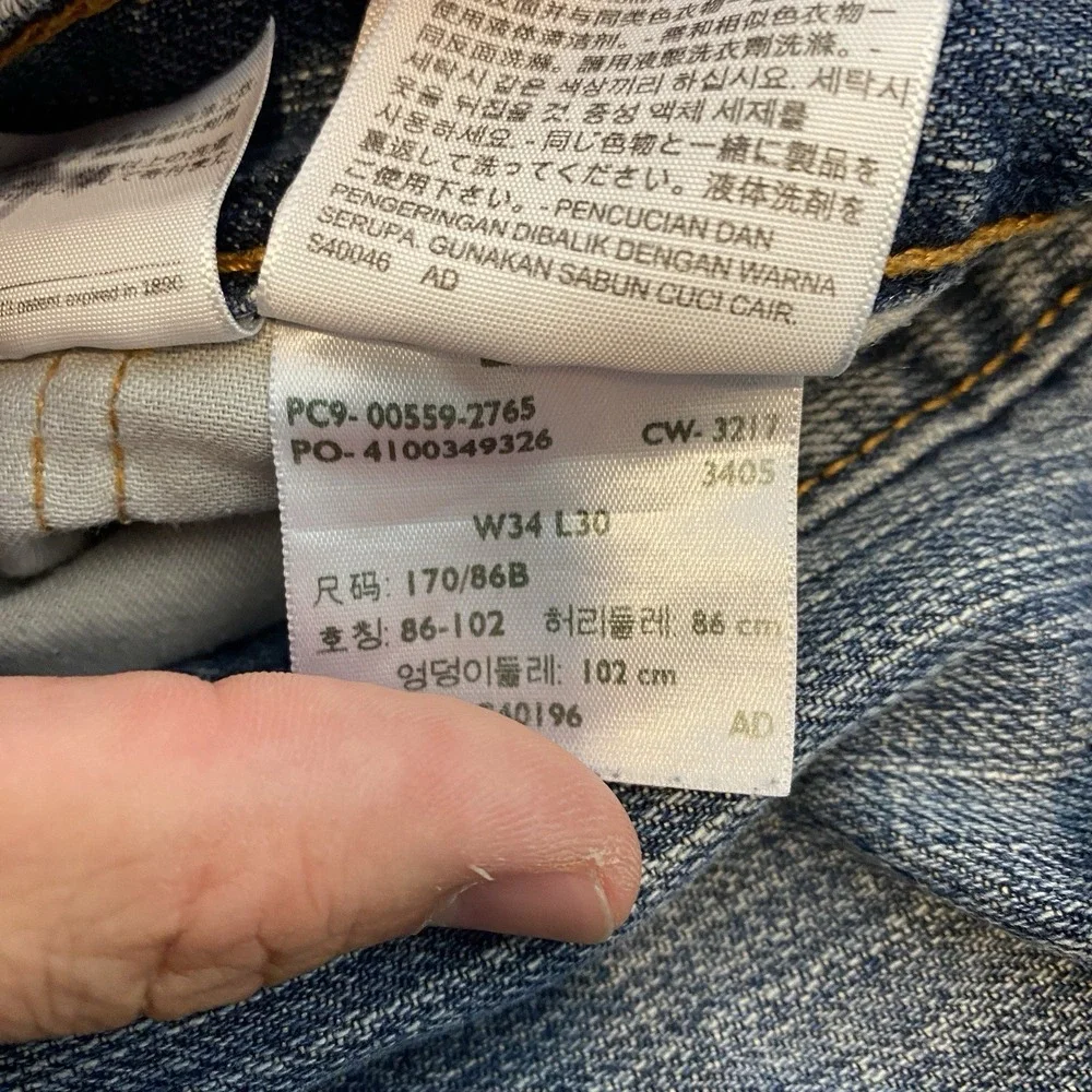 Levis 559 Jeans Mens 34x29 Hemmed Blue Baggy Distressed Relaxed Straight Denim